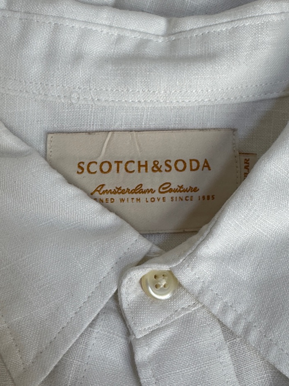Scotch & Soda White Linen Blend Button-Down Shirt